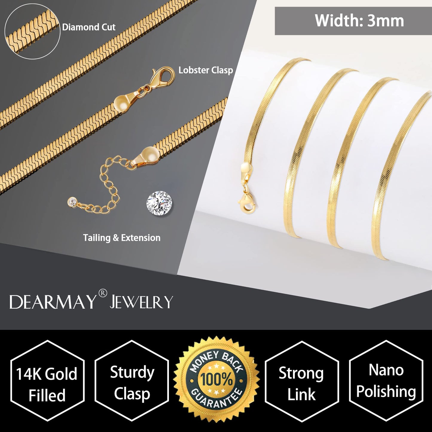 316L Stainless Steel Figaro Cuban Chain Necklace for Men, Black or 18K Gold Plated, 4-13mm, 14"-30" with Gift Box