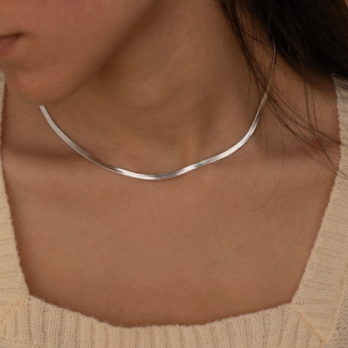 14K Gold or Silver Plated Snake Chain Herringbone Choker Necklace for Women, 1.5/3/5mm Wide, 14"/16" Length Jewelry Gift