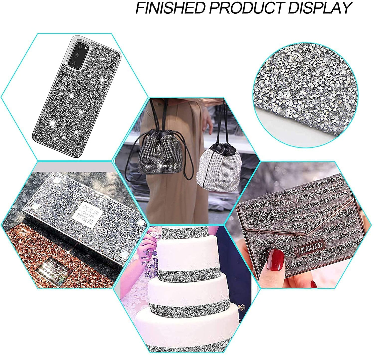 1 Yard x 3cm Light Blue Rhinestone Beaded Trim Hotfix Ribbon Iron-On Applique for DIY Wedding Dress & Craft Decorations