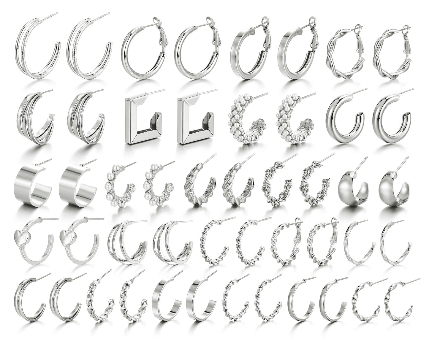 24 Pairs Gold Hoop Earrings Set for Women, Hypoallergenic Chunky Twisted & Open Hoops, Dangle Jewelry Gift for Birthday & Christmas