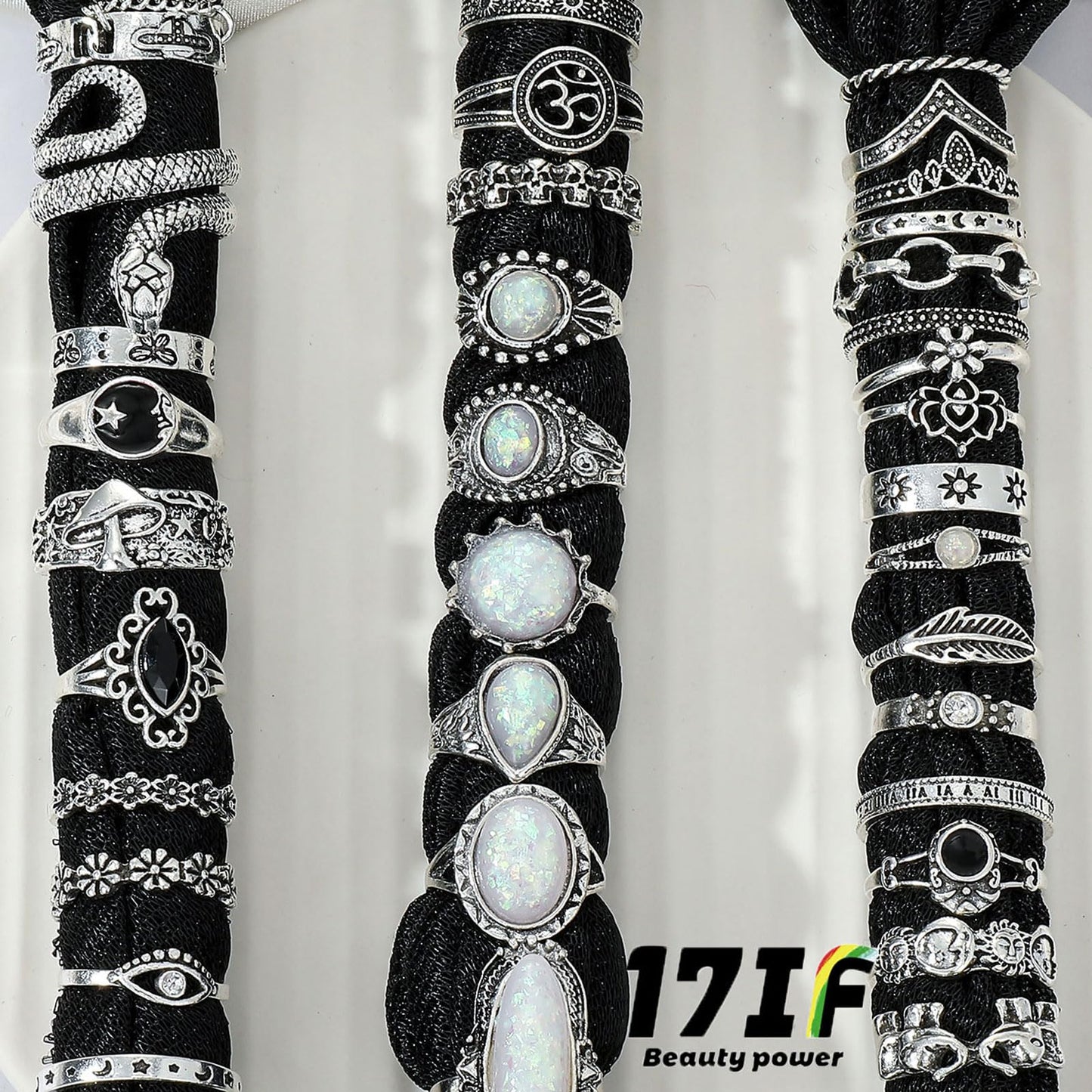 17IF Vintage Silver Knuckle Rings Set for Women & Men, Chunky Adjustable Gothic Punk Stackable Rings Pack — Snake, Skull, Frog, Heart, Star, Flower & Boho Y2K Aesthetic Finger Jewelry