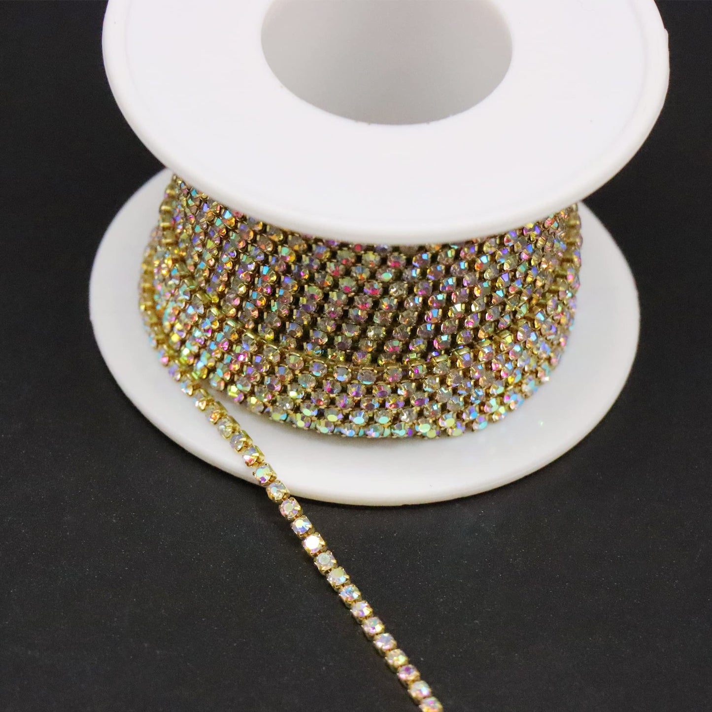 10 Yards 2mm Dark Green Emerald Rhinestone Chain Trim Roll for Sewing, Crafts & Decorative Projects