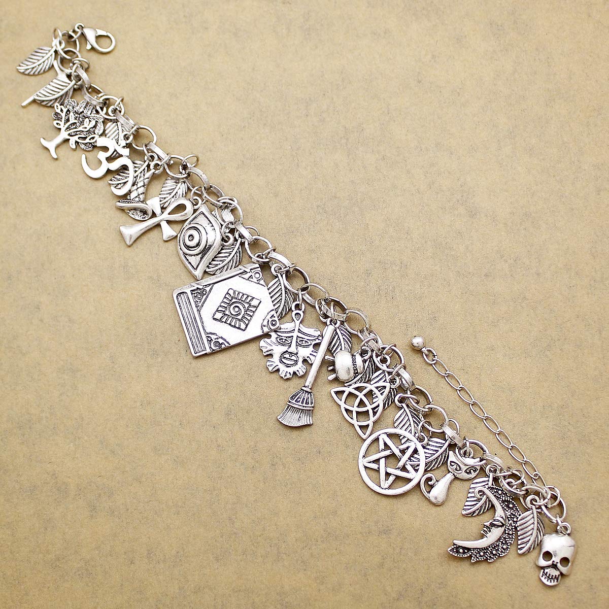 14K Gold Plated Chain Link Bracelet for Women, 7"+2" Extender, Love Lock Design with Crystal, Heart, Key, and Lock Charms