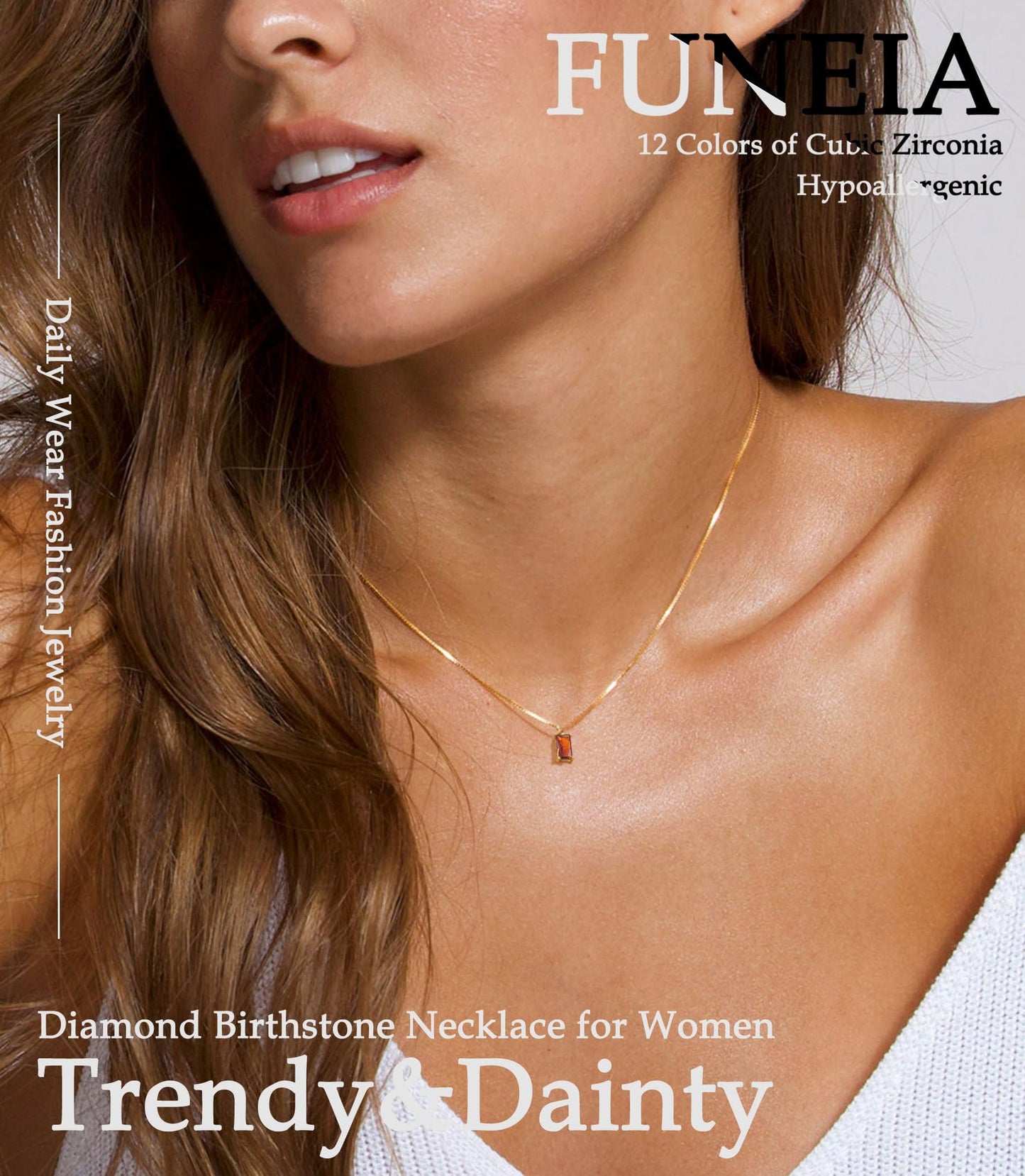 14K Gold Plated Emerald Birthstone Necklace for Women, Blue Green Cubic Zirconia Pendant, Dainty Jewelry Gift