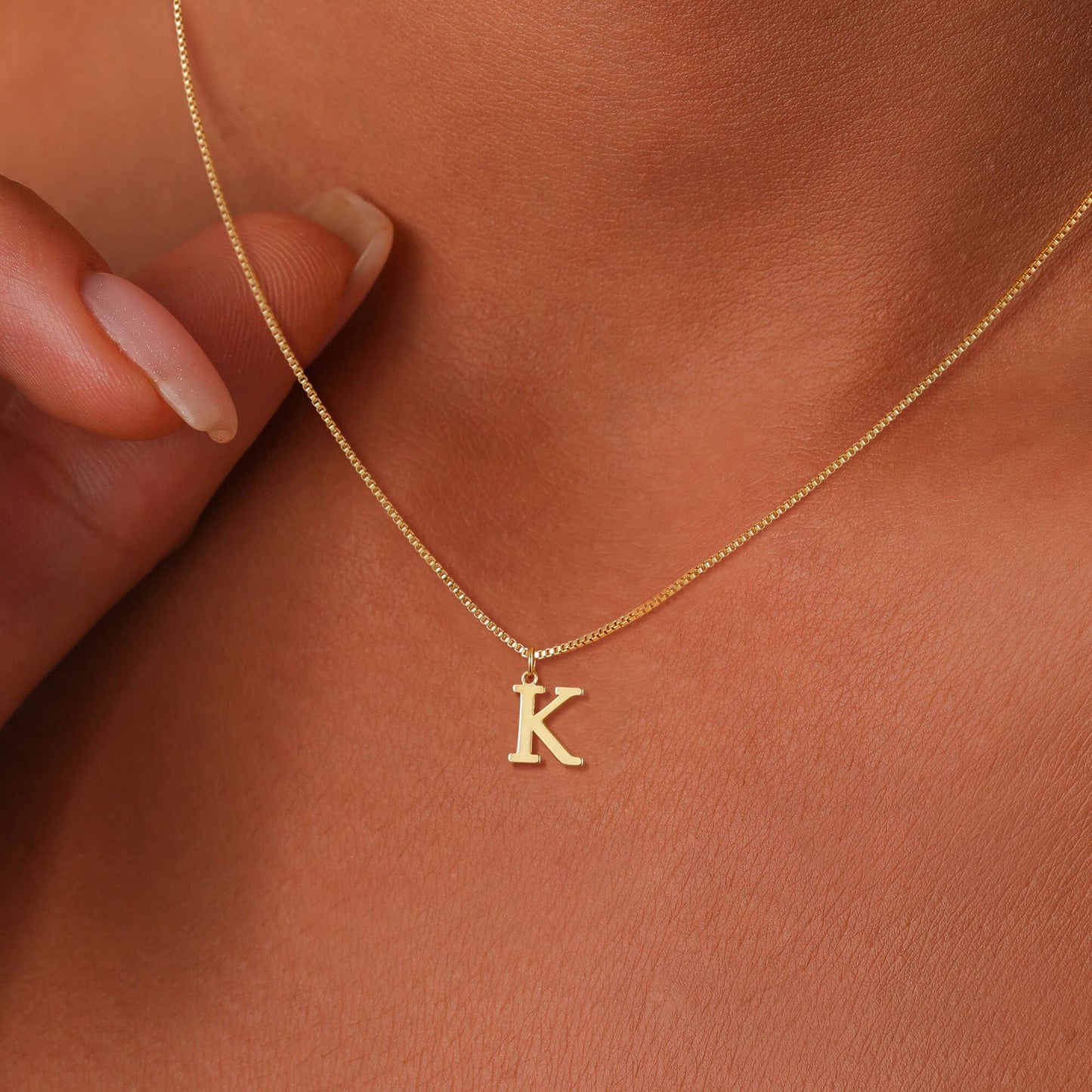 Gold Initial Necklace for Women, Dainty A-Z Letter Pendant Choker, Personalized Monogram Name Jewelry Gift