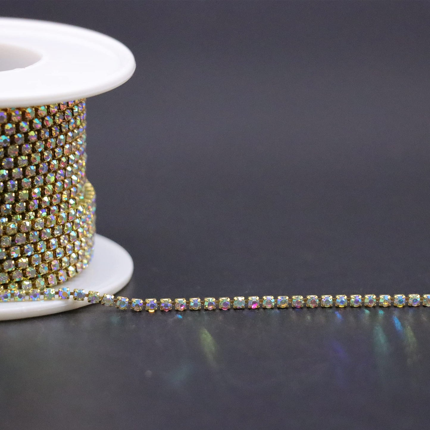 10 Yards 2mm Dark Green Emerald Rhinestone Chain Trim Roll for Sewing, Crafts & Decorative Projects