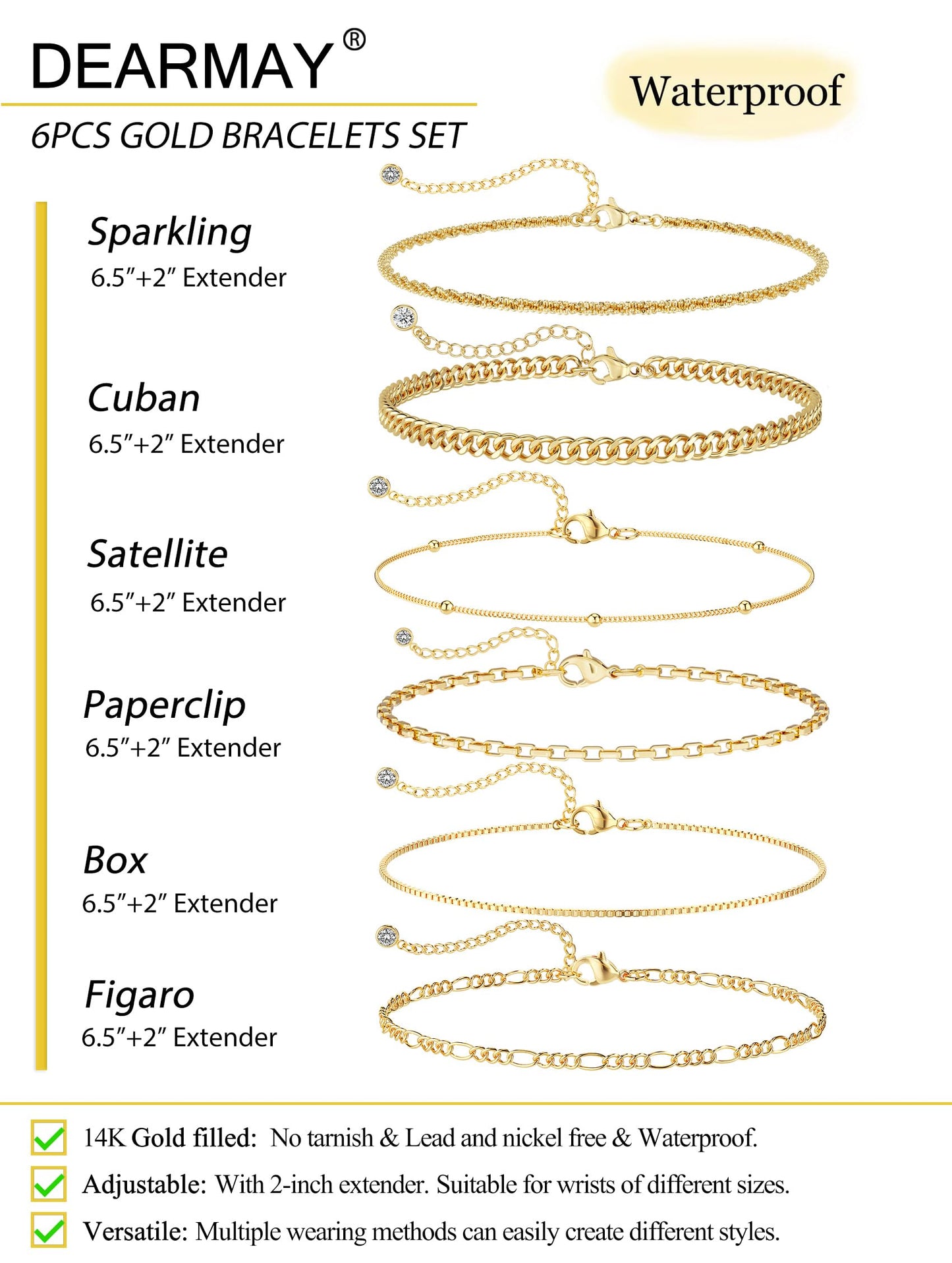 Bohemian Bracelet Set for Women, 6 Stackable Multi-Color Stretch Bracelets, Dainty Boho Hippie Jewelry