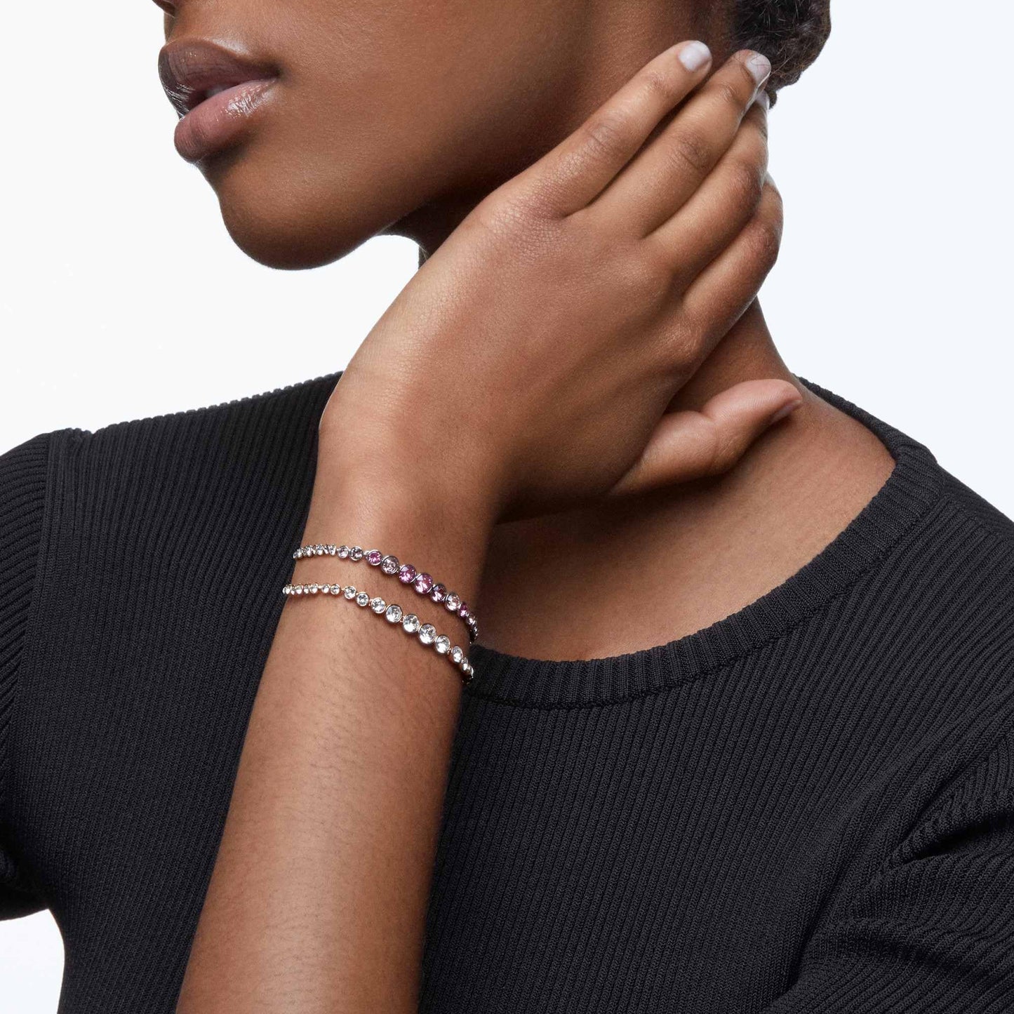 18K Gold Plated Love Bangle Bracelet Set, Flexible Wide Wristband for Women