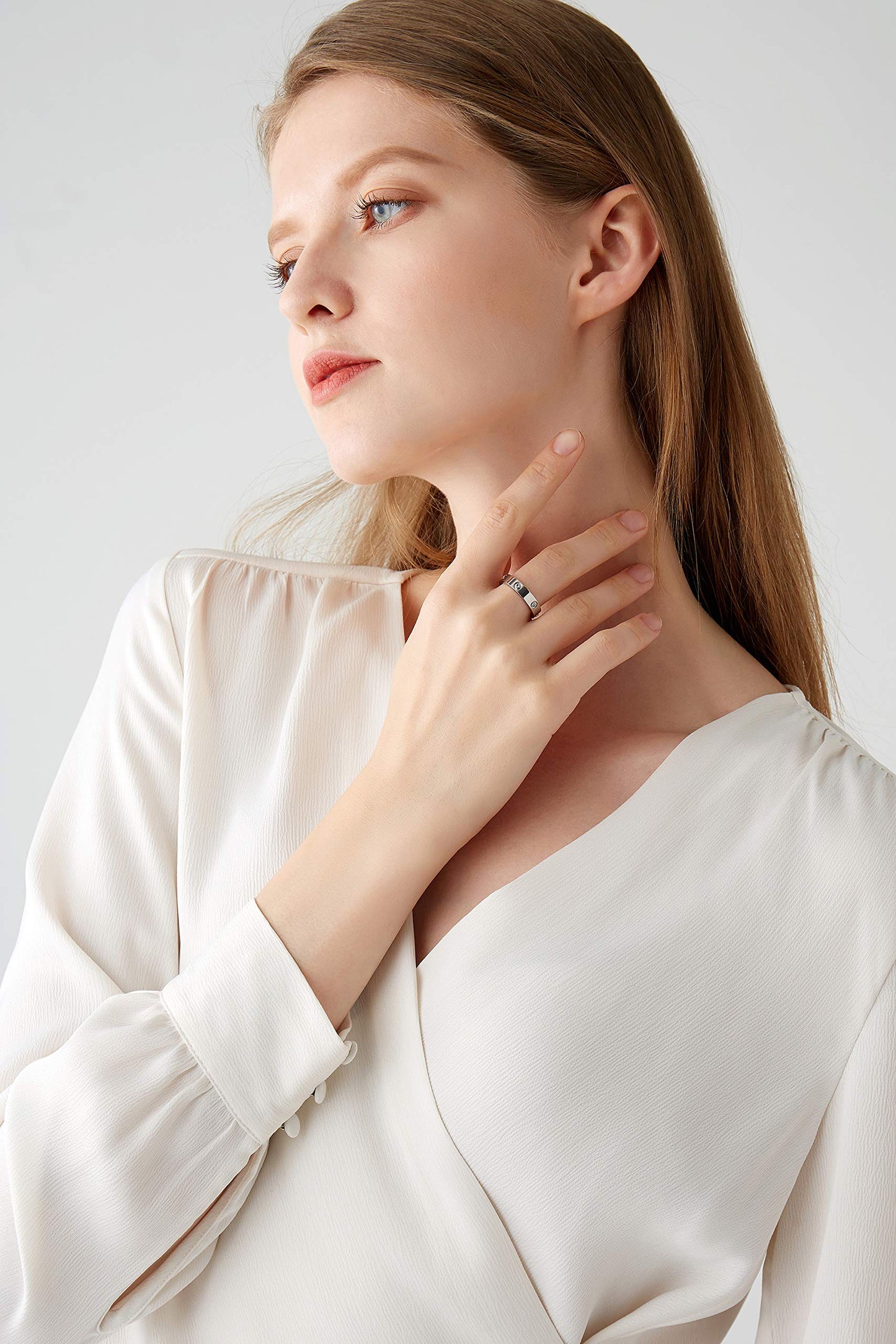 PDWZNBA 18K Gold-Plated Stainless Steel Love Friendship Promise Ring, Wedding Band Jewelry Gift for Women