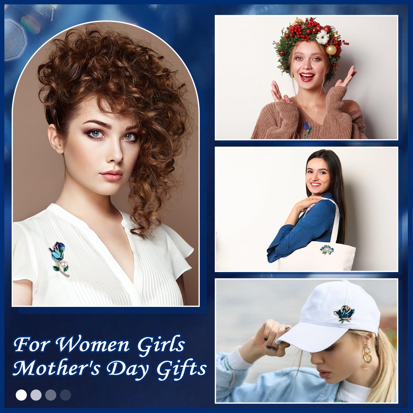 Elegant Flower Brooch Pin for Women, Feather Floral Lapel & Hairpin Accessory for Wedding, Party, Banquet & Ceremony, Vintage Jewelry Gift