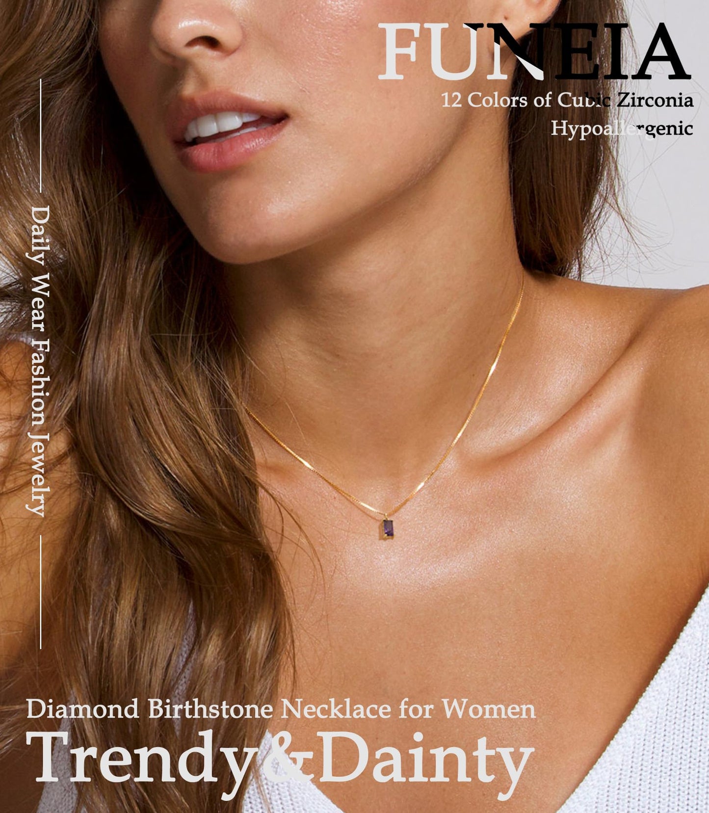 14K Gold Plated Emerald Birthstone Necklace for Women, Dainty Blue Green Cubic Zirconia Pendant Jewelry Gift