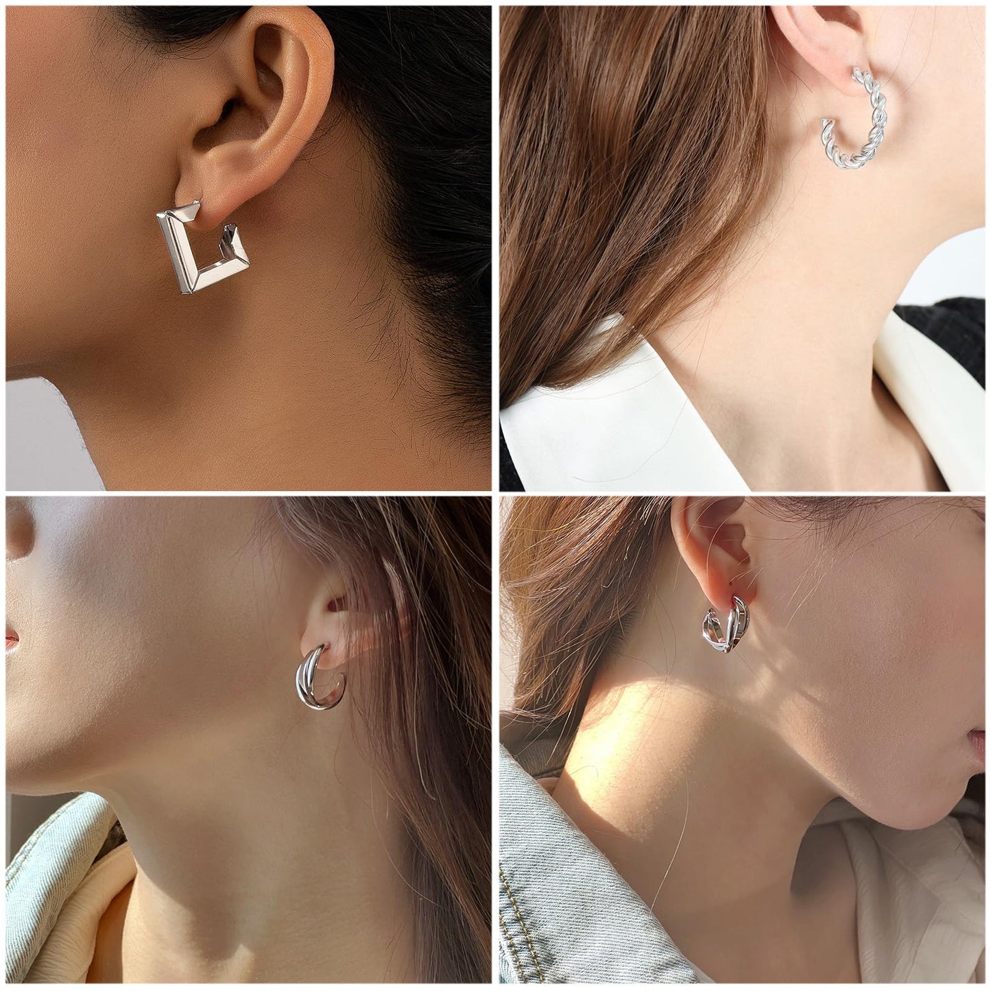 24 Pairs Gold Hoop Earrings Set for Women, Hypoallergenic Chunky Twisted & Open Hoops, Dangle Jewelry Gift for Birthday & Christmas