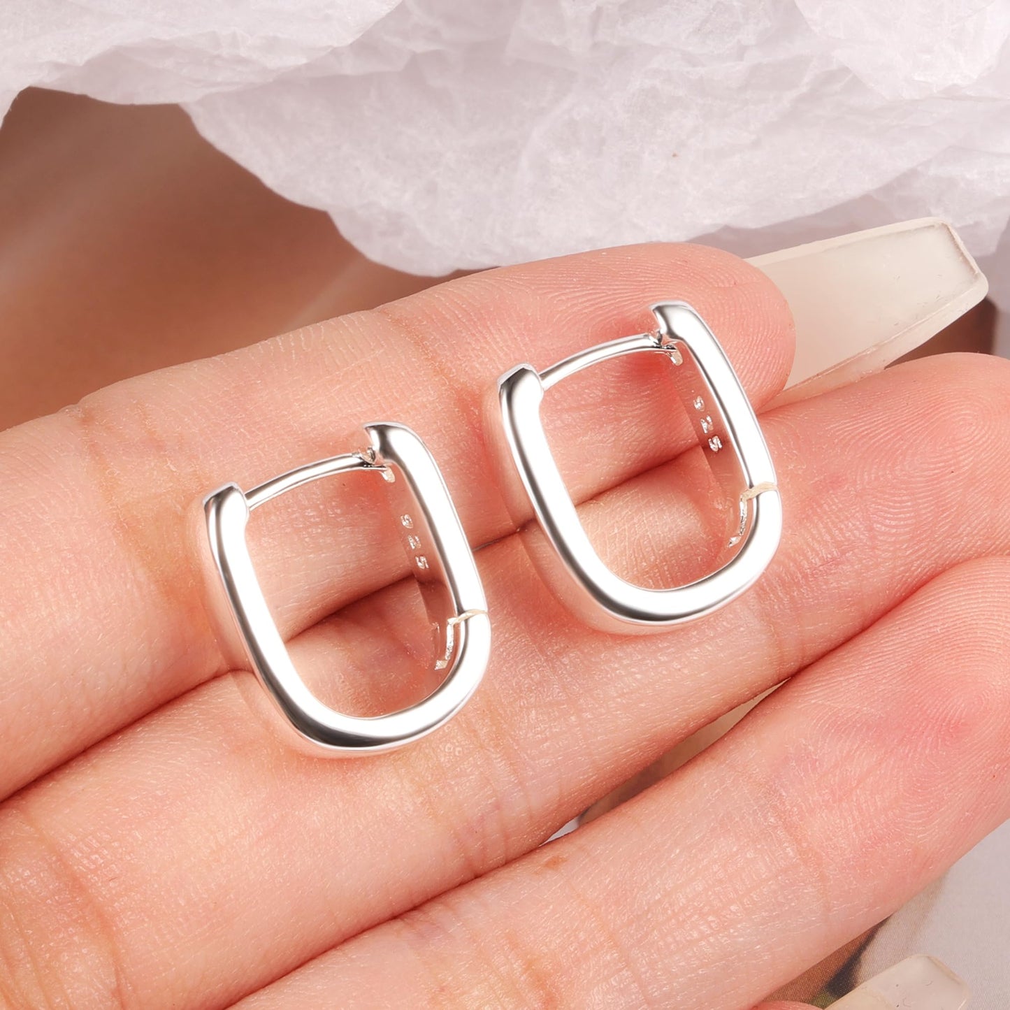 S925 Sterling Silver Large Hoop Earrings for Women, Hypoallergenic Lightweight Thick Hoops, 35-70mm