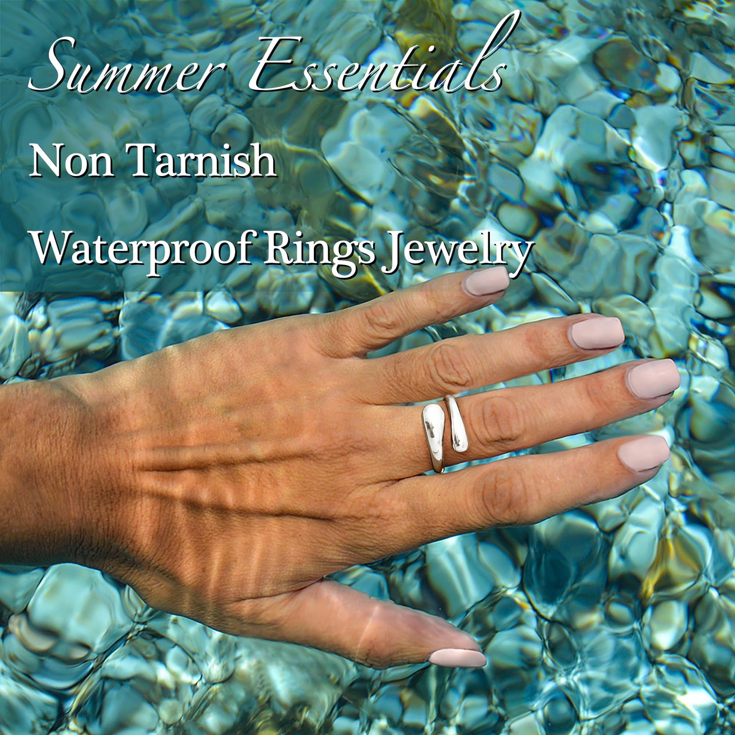 Non Tarnish Gold Chunky Rings for Women, Adjustable Dome Statement Rings, Stacking Silver Eternity Wedding Bands, Mixed Metal Jewelry Size 3-13