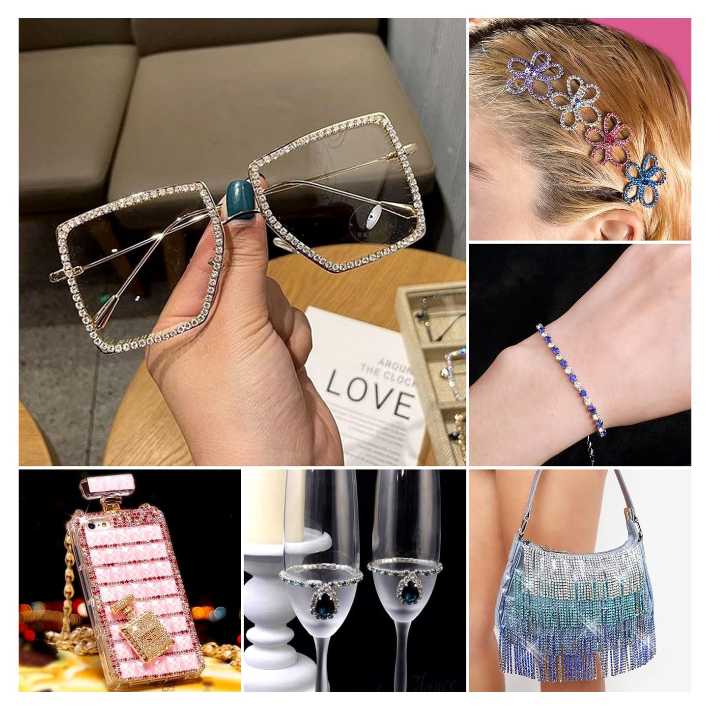 10 Yards 2mm Dark Blue Crystal Rhinestone Chain Trim for Sewing, Crafts, Jewelry, Shoes & Wedding Decorations