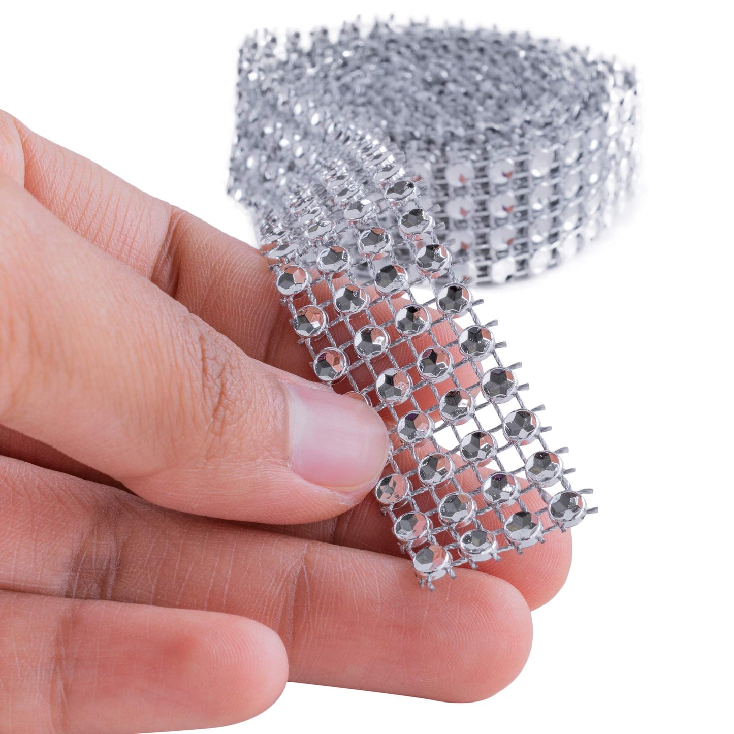 1 Yard x 3cm Grey Rhinestone Beaded Trim Hotfix Ribbon Iron-On Applique for DIY Wedding Dress & Craft Decorations