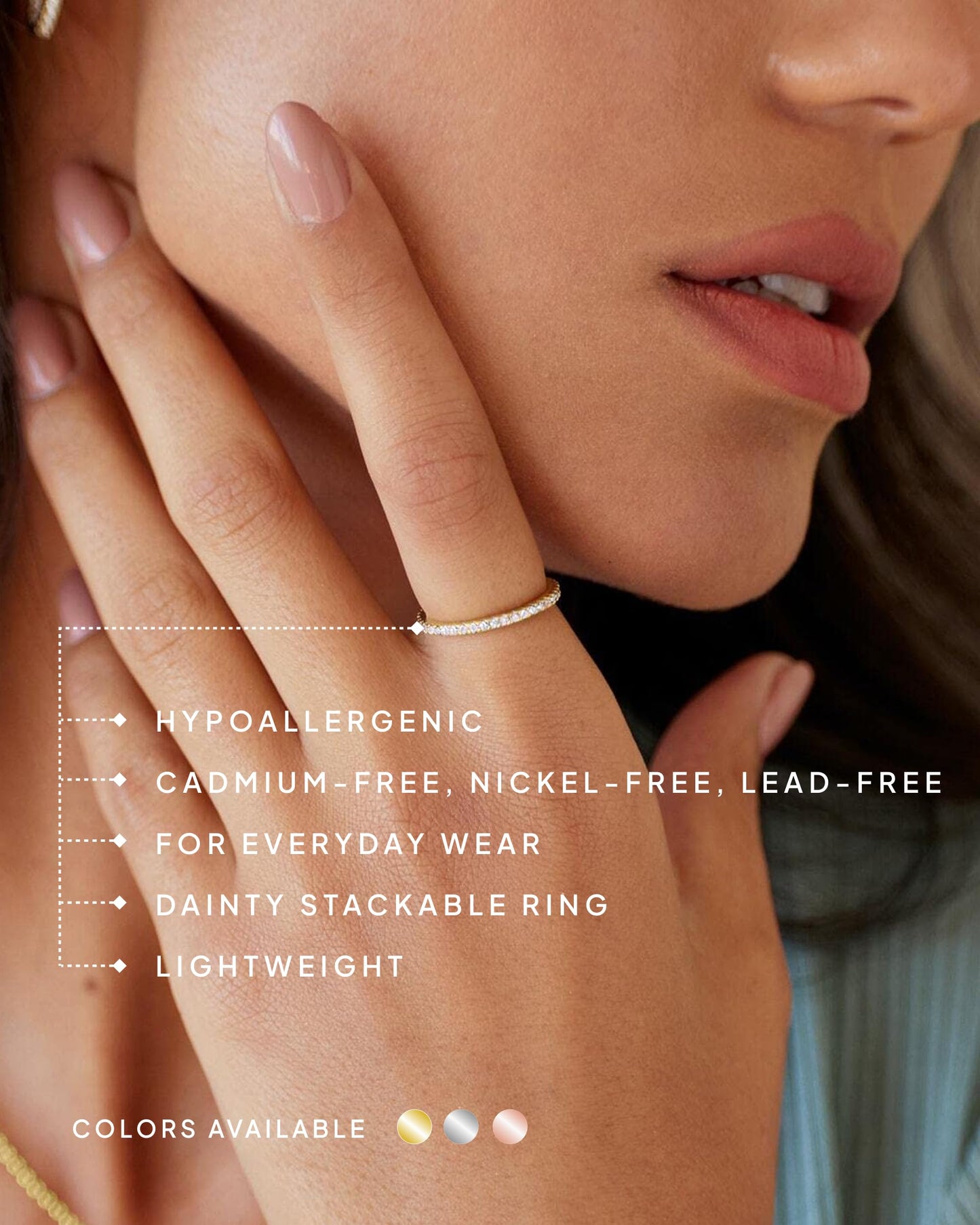 PAVOI 14K Gold Plated 925 Sterling Silver CZ Simulated Diamond Eternity Band, Stackable Dainty Ring for Women