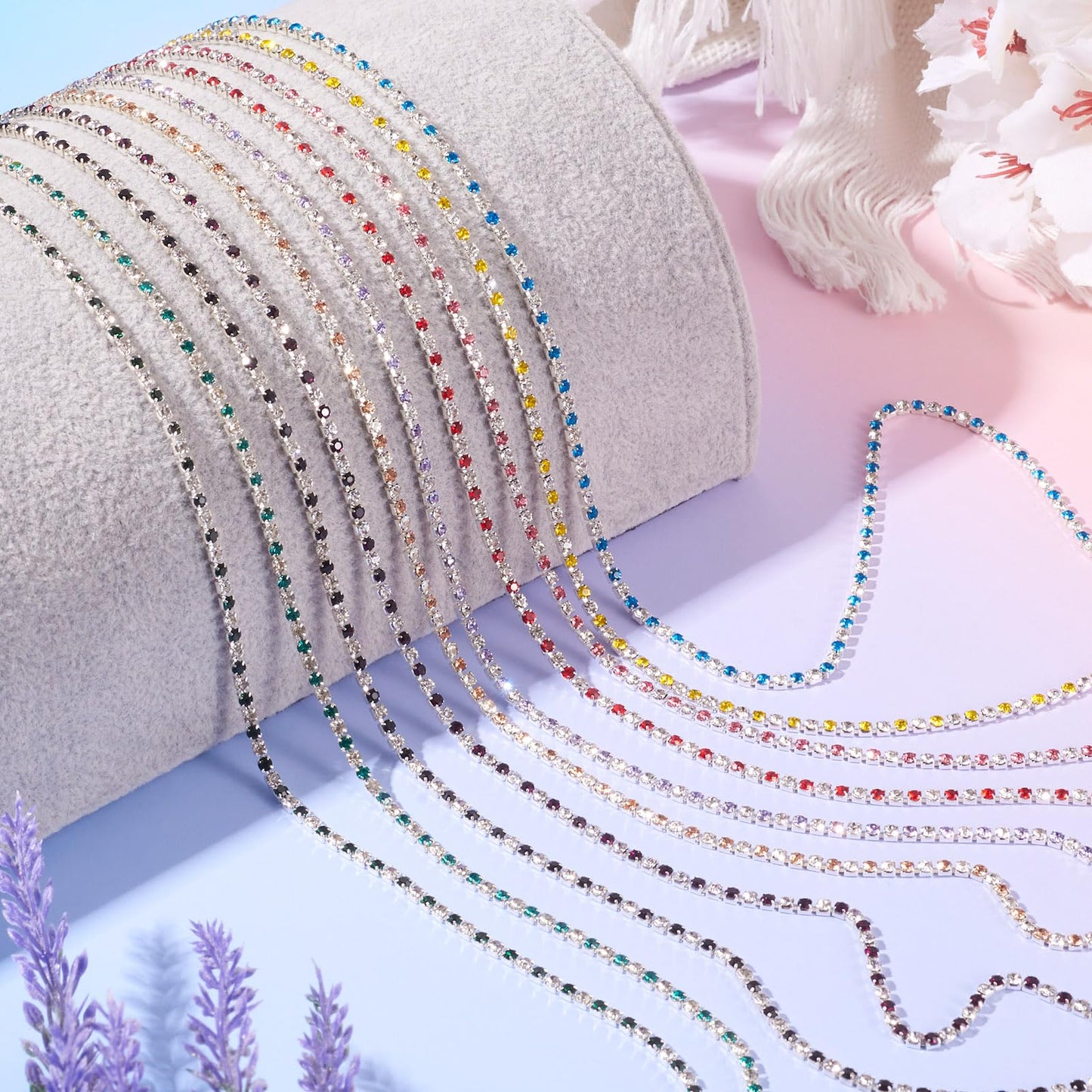 10 Yards 2mm Dark Blue Crystal Rhinestone Chain Trim for Sewing, Crafts, Jewelry, Shoes & Wedding Decorations