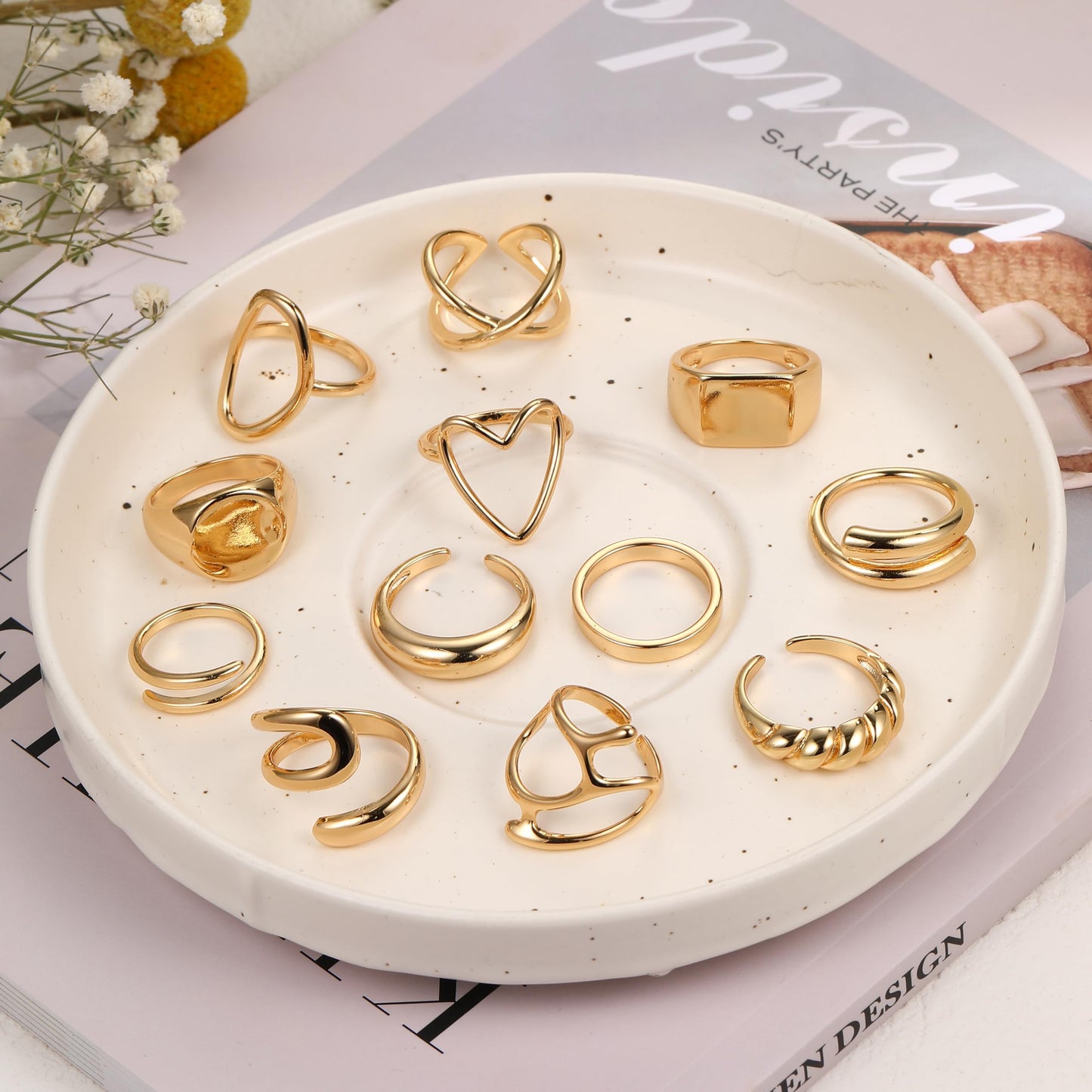 7-19 Pcs Silver Star & Moon Knuckle Rings Set for Women, Vintage Stackable Midi Finger Rings