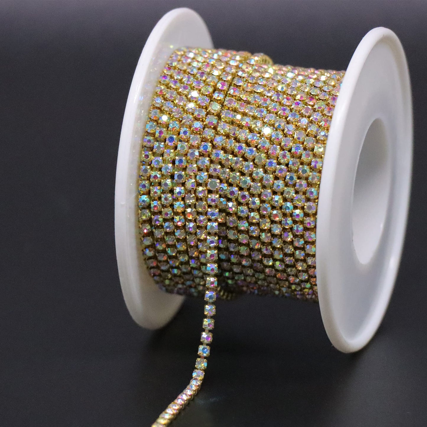 10 Yards 2mm Dark Green Emerald Rhinestone Chain Trim Roll for Sewing, Crafts & Decorative Projects