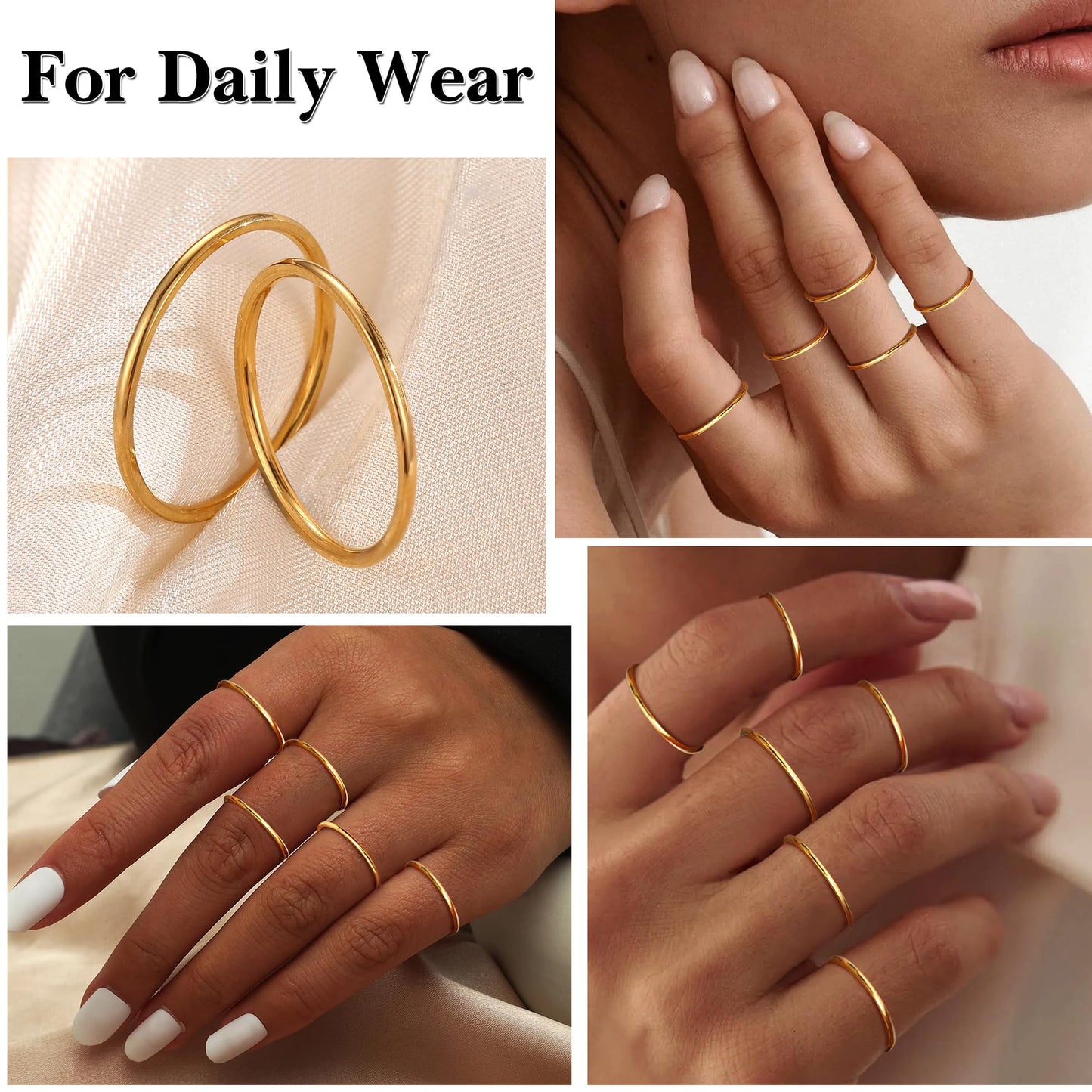 Gold Knuckle Rings Set for Women, Vintage Stackable Joint & Midi Rings with Dainty CZ Crystal Twist Hollow Design, Jewelry Gift