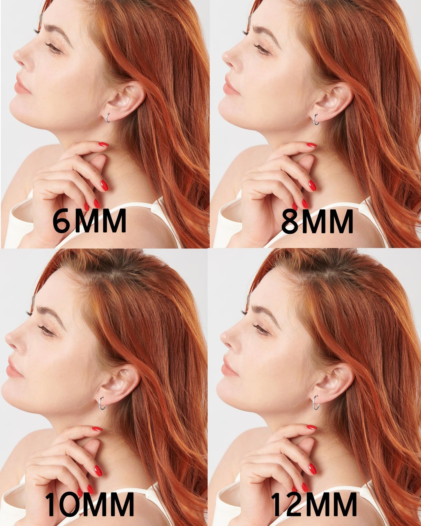 4mm Thick Gold Chunky Hoop Earrings for Women, Sterling Silver Post, Hollow Tube, Hypoallergenic Lightweight Hoops 20-60mm