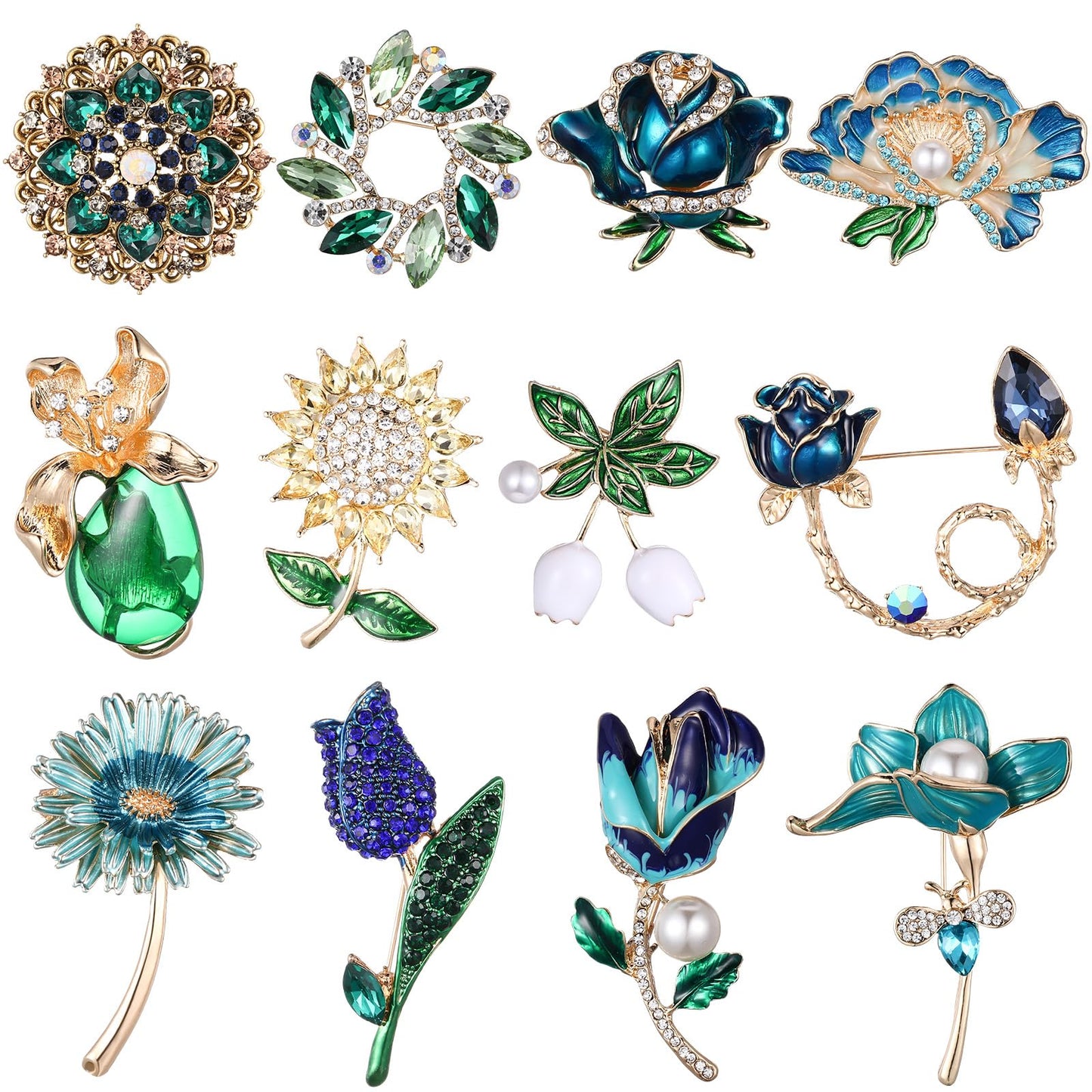 Elegant Flower Brooch Pin for Women, Feather Floral Lapel & Hairpin Accessory for Wedding, Party, Banquet & Ceremony, Vintage Jewelry Gift