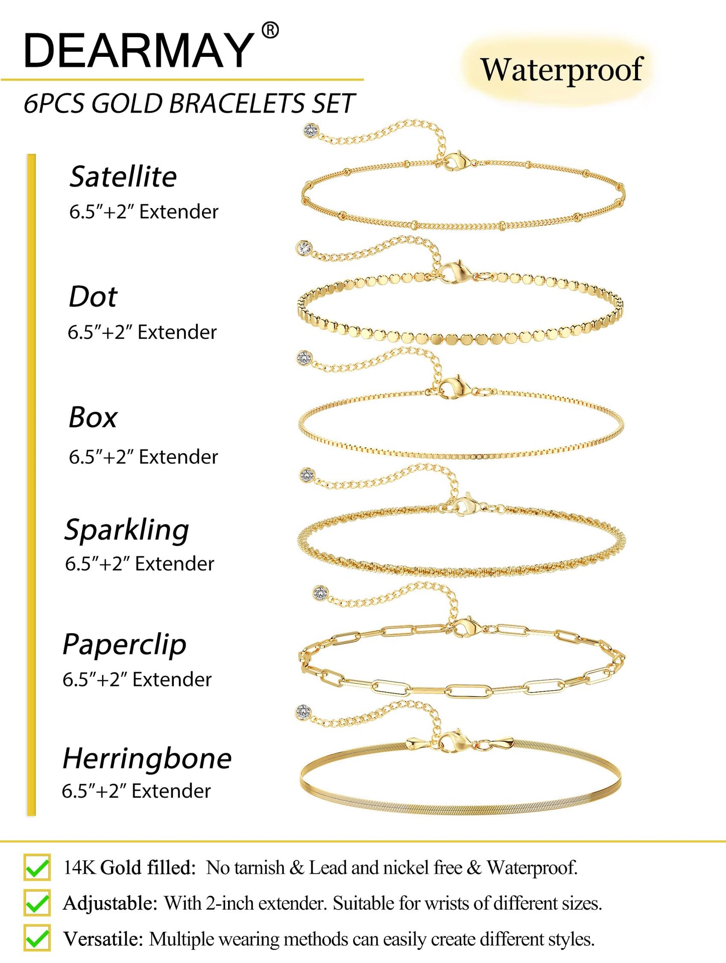 Bohemian Bracelet Set for Women, 6 Stackable Multi-Color Stretch Bracelets, Dainty Boho Hippie Jewelry