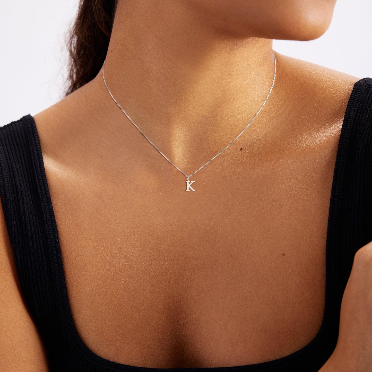 Dainty Gold Initial Necklace for Women, Tiny A-Z Pendant Choker, Personalized Monogram Name Jewelry Gift