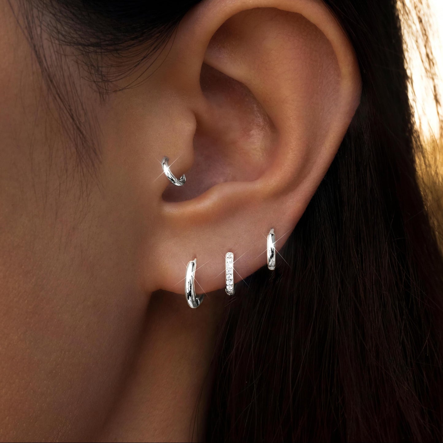 Small Gold Huggie Hoop Earrings Set for Women & Men, 14K Gold Plated Hypoallergenic Cartilage Hoops, Lightweight Dainty Jewelry Gift for Multiple Piercings