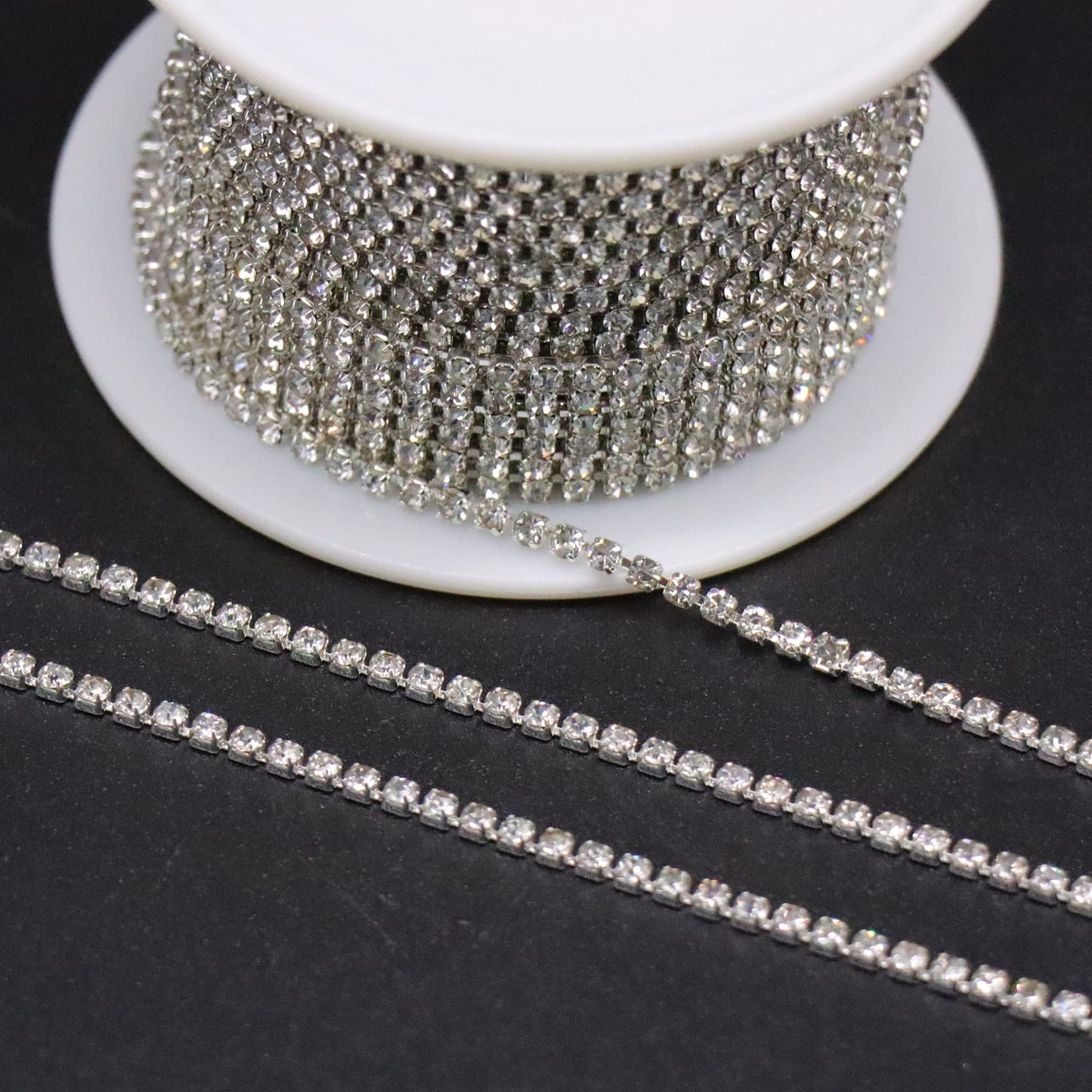 10 Yards 2mm Dark Purple Rhinestone Chain Trim Roll for Sewing, Crafts & Decorative Projects