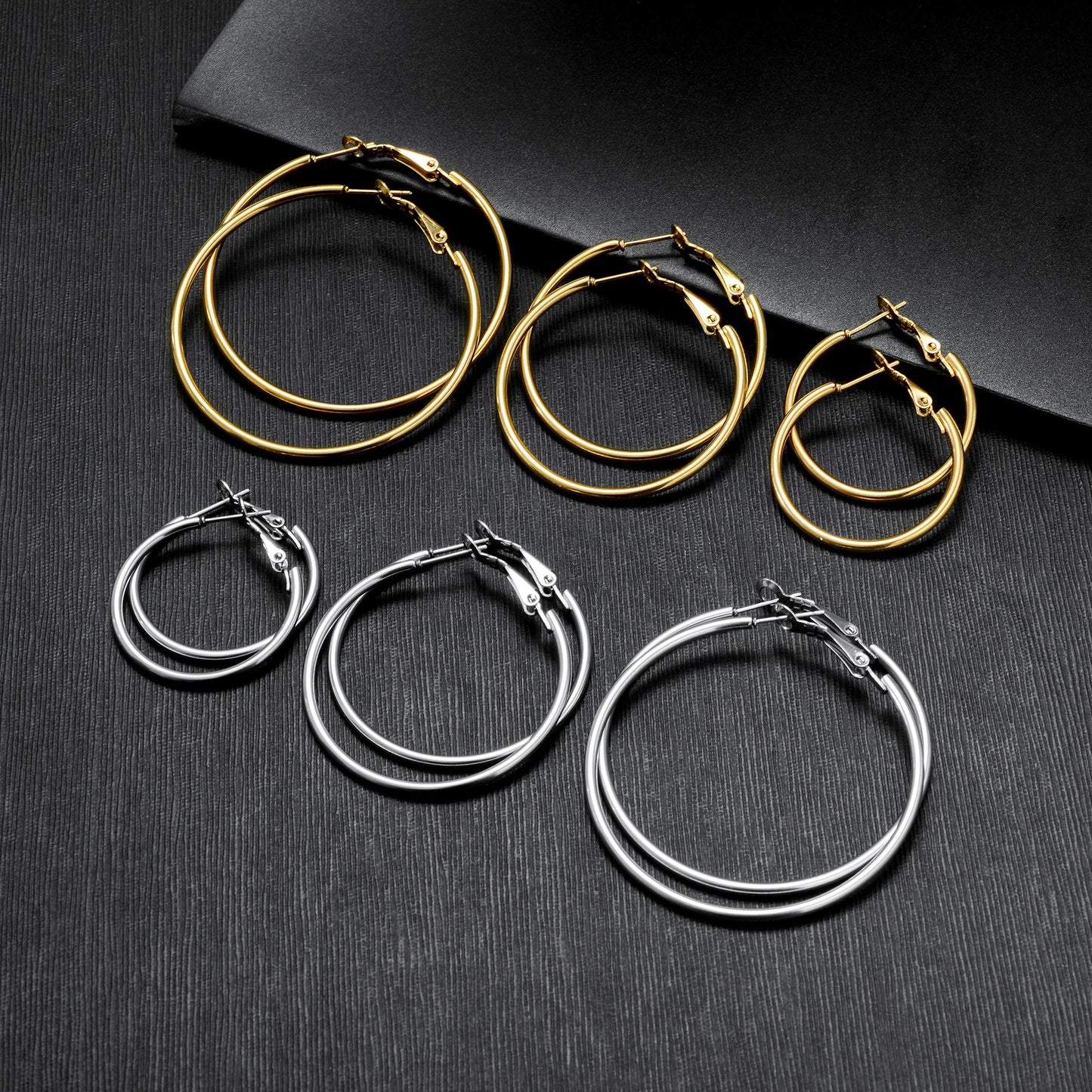 5 Pairs 14K Gold Plated Huggie Hoop Earrings for Women, Lightweight Hypoallergenic Small Hoops, Non-Tarnish Stackable Set