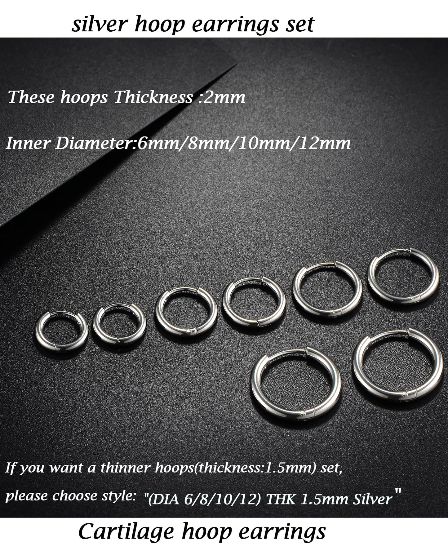 4mm Thick Gold Chunky Hoop Earrings for Women, Sterling Silver Post, Hollow Tube, Hypoallergenic Lightweight Hoops 20-60mm