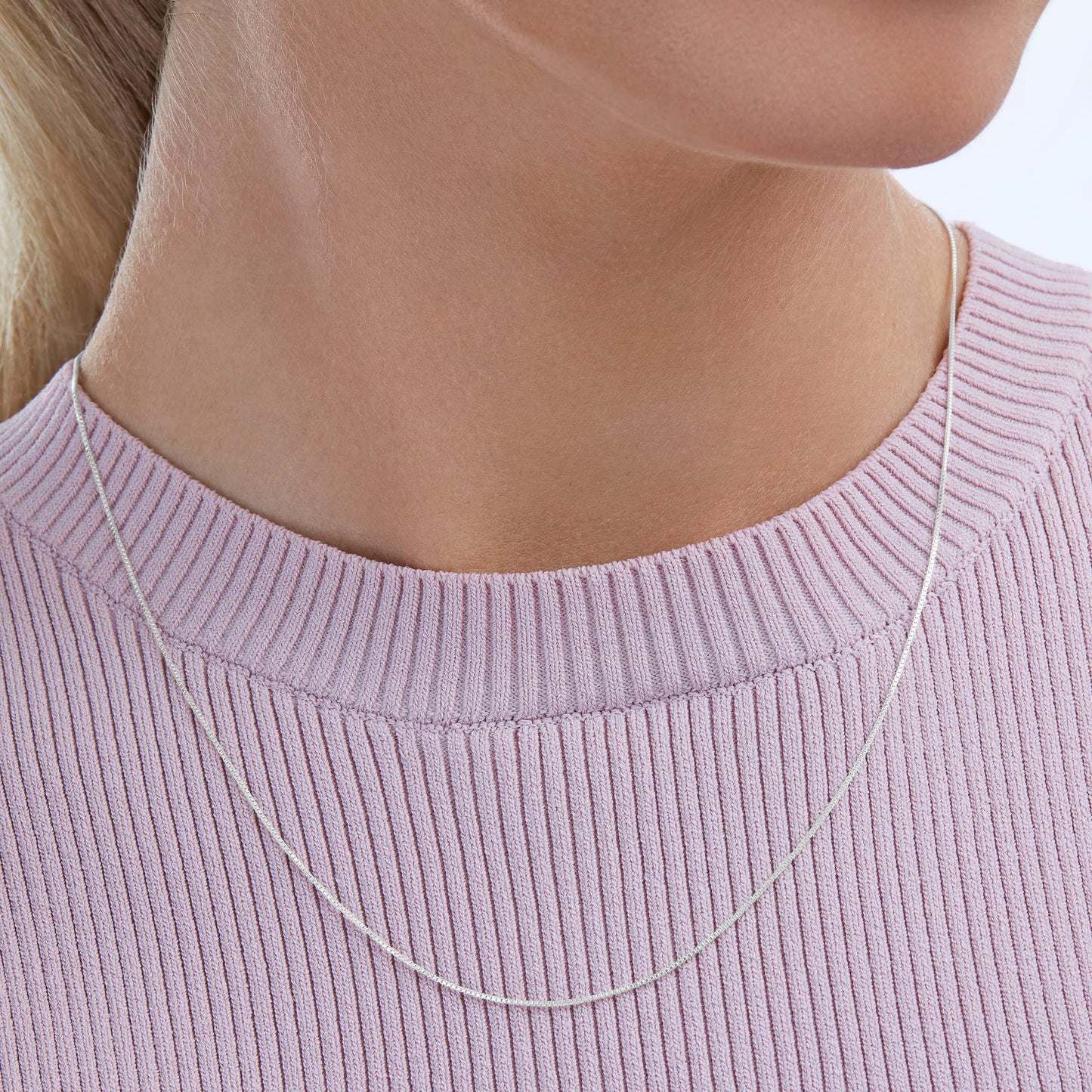 18K Gold Over Sterling Silver 1mm Box Chain Necklace, Italian Made, Rose Gold Chain for Women and Men