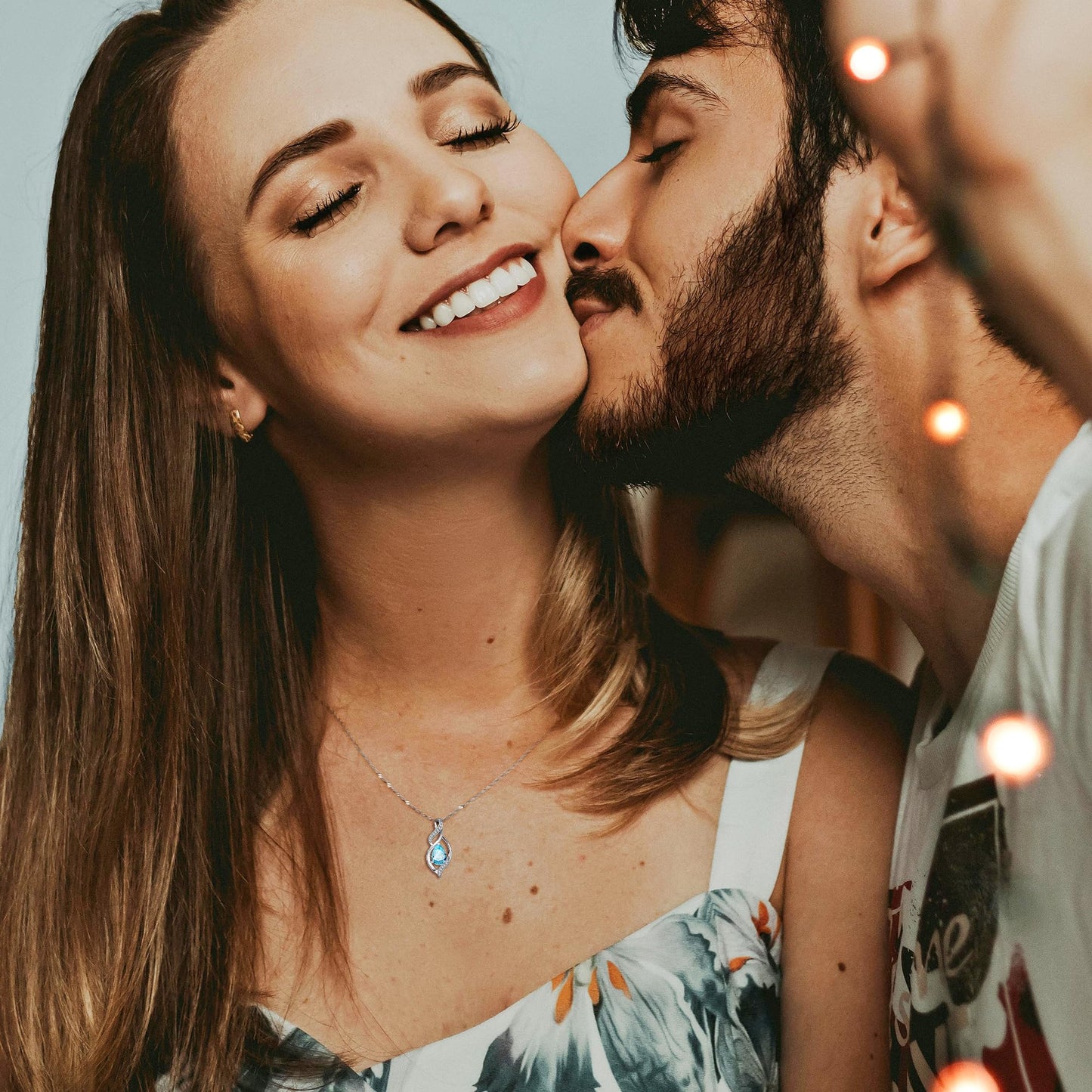 S925 Sterling Silver Birthstone Teardrop Necklace, Infinity Love Pendant, 16"+2" Gift for Women and Mom