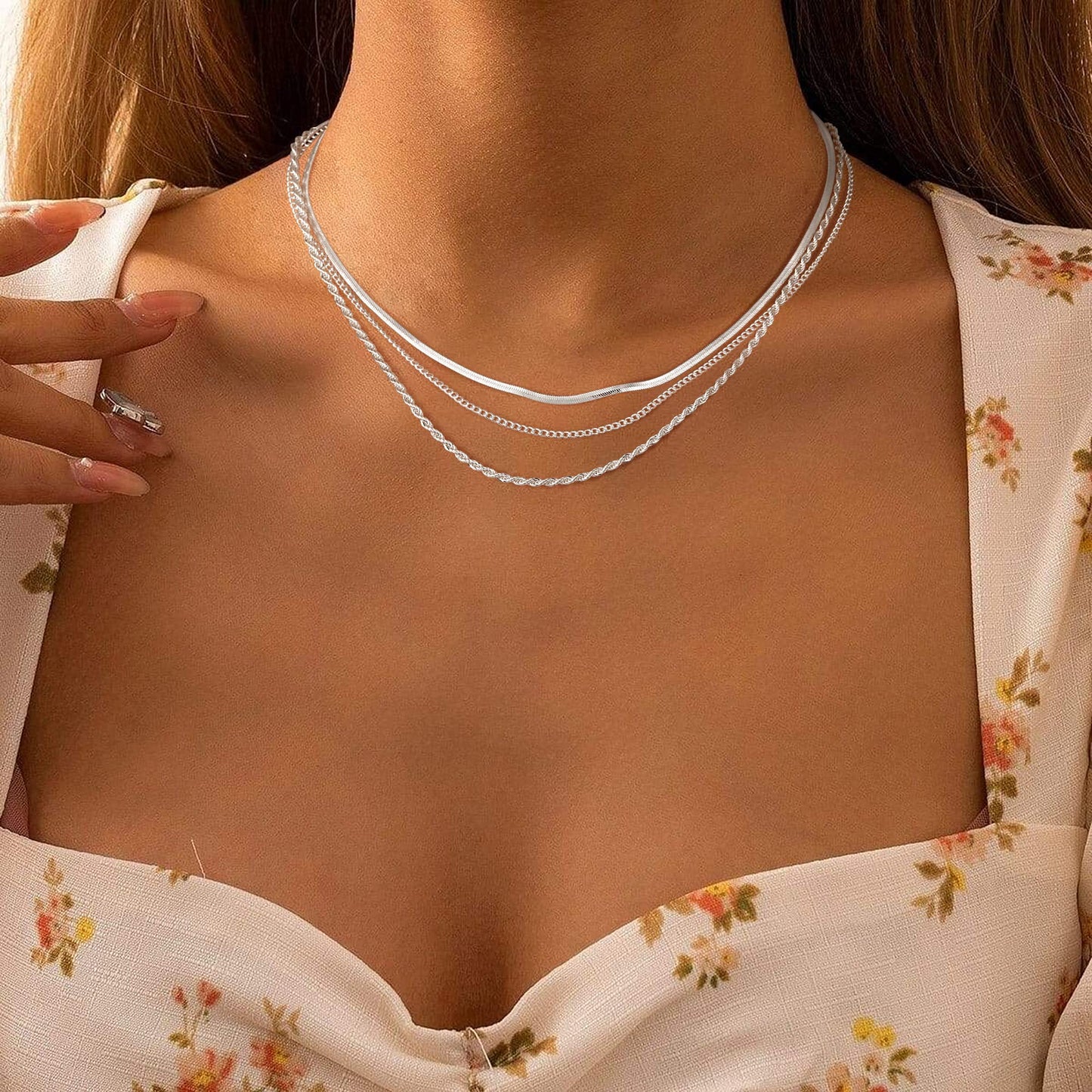 0.8mm Sterling Silver Box Chain Necklace for Women, Thin Adjustable Chain in Silver or Yellow Gold, 16-30 Inches